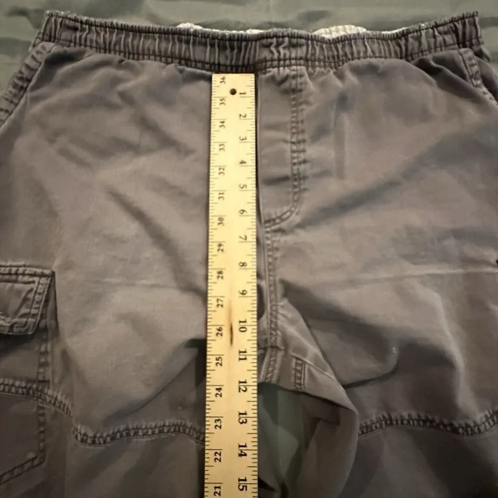 Ocean Pacific Cargo Shorts Mens L Distressed Drawstring Pockets Y2K Faded Khaki